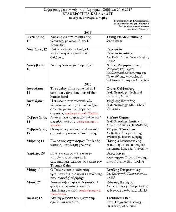 ΣΥΖΗΤΗΣΕΙΣ ΓΙΑ ΤΟΝ ΛOΓΟ ΣΤΟ ΑΙΓΙΝΗΤΕΙΟ – ΣΑΒΒΑΤΑ 2016-17