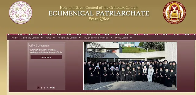 Ιστοσελίδα του Οικουμενικού Πατριαρχείου για τη Μεγάλη Σύνοδο