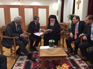 19-11-14 Συνάντηση Υ.ΠΑΙ.Θ, Α. Λοβέρδο με Μακαριώτατο Αρχιεπίσκοπο Τιράνων, Δυρραχίου και πάσης Αλβανίας Αναστάσιο