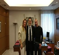 18-12-14 Οι Ολυμπιονίκες Πηγή Δεβετζή και Ιωάννης Μελισσανίδης στον ΥΦΥΠΑΙΘ Αλέξανδρο Δερμεντζόπουλο