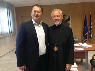 23-09-14 Συνάντηση Υφυπουργού Παιδείας και Θρησκευμάτων, Γεώργιου Στύλιου με τον Αρχιεπίσκοπο Καναδά Σωτήριο