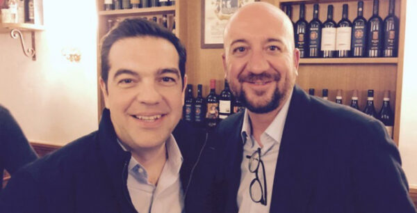 Ο Αλέξης Τσίπρας παρακολουθεί τον αγώνα της Εθνικής Παρέα με τον Βέλγο πρωθυπουργό