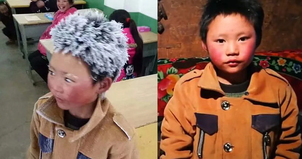 Παιδί στην Κίνα φτάνει στο σχολείο με παγωμένα μαλλιά μετά από μια ώρα περπάτημα